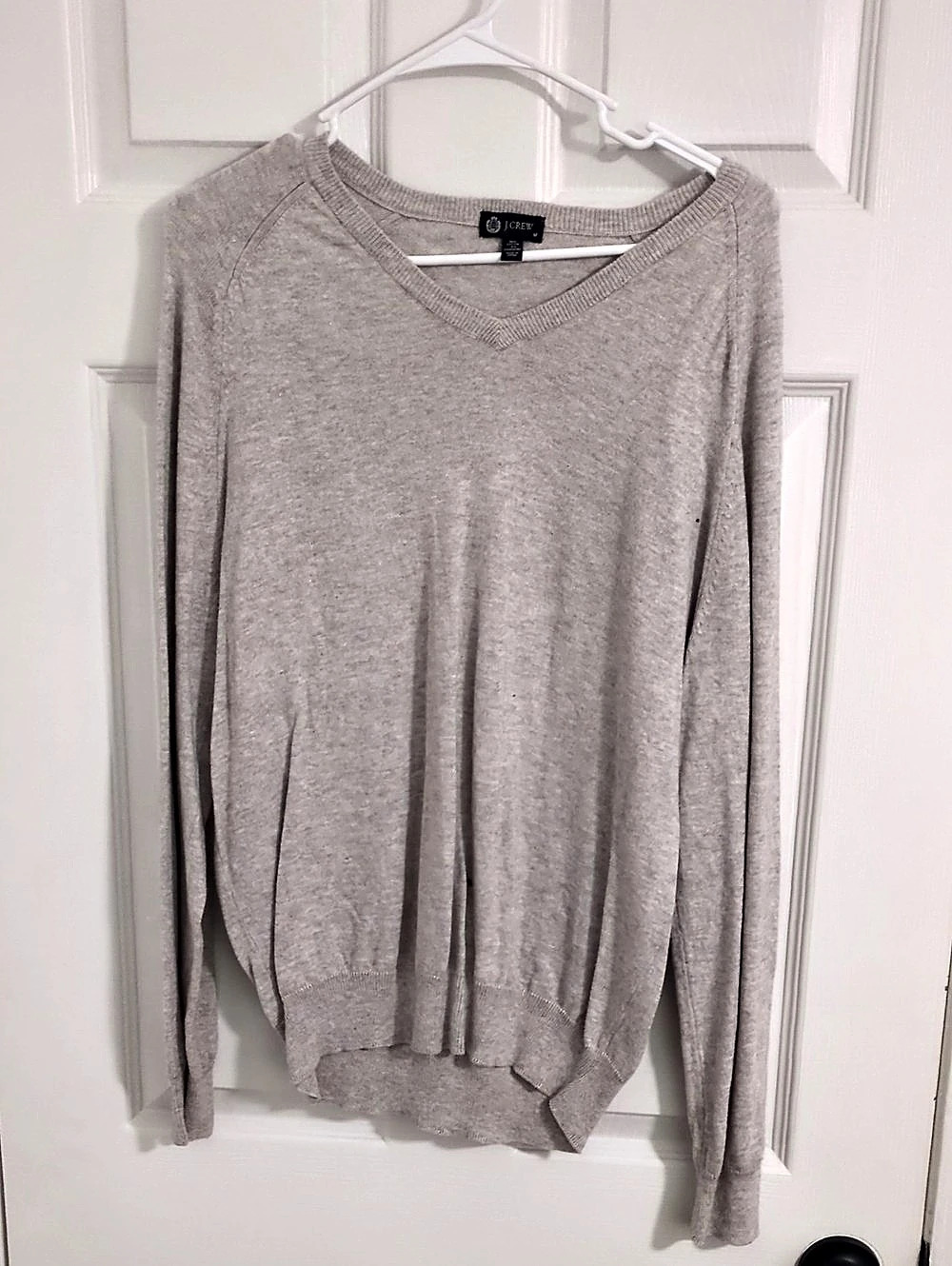 J.Crew Cotton Cashmere V-Neck Sweater Gray Medium